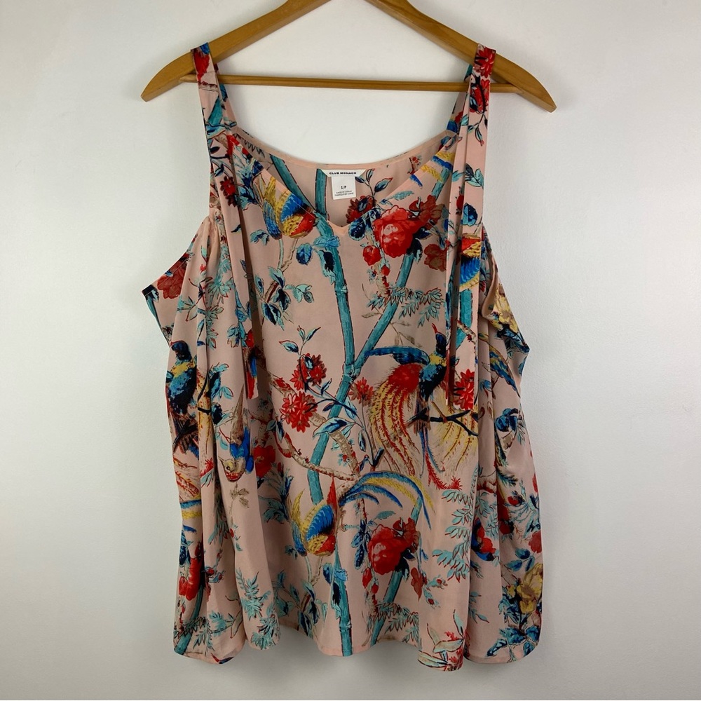 Club Monaco Silk Cold Shoulder Long Sleeve Top Size Small